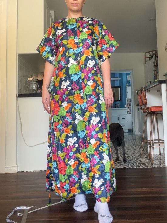 Vintage Other - Vintage Floral Maxi Dress - Black with Bright Multicolor Blooms